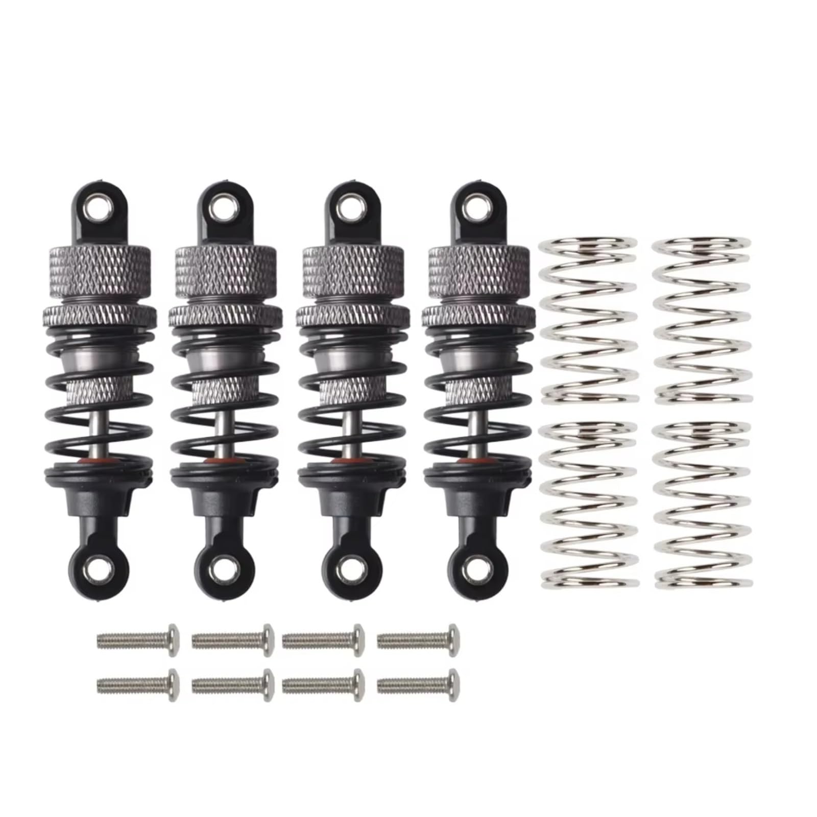 Dla Tamiya dla TT-02 dla TT-01 M05 M06 1/10 4 sztuki Aluminiowy amortyzator/amortyzator olejowy RC Drift do samochodów wyścigowych do części zamiennych podwozia amortyzator RC(szary)