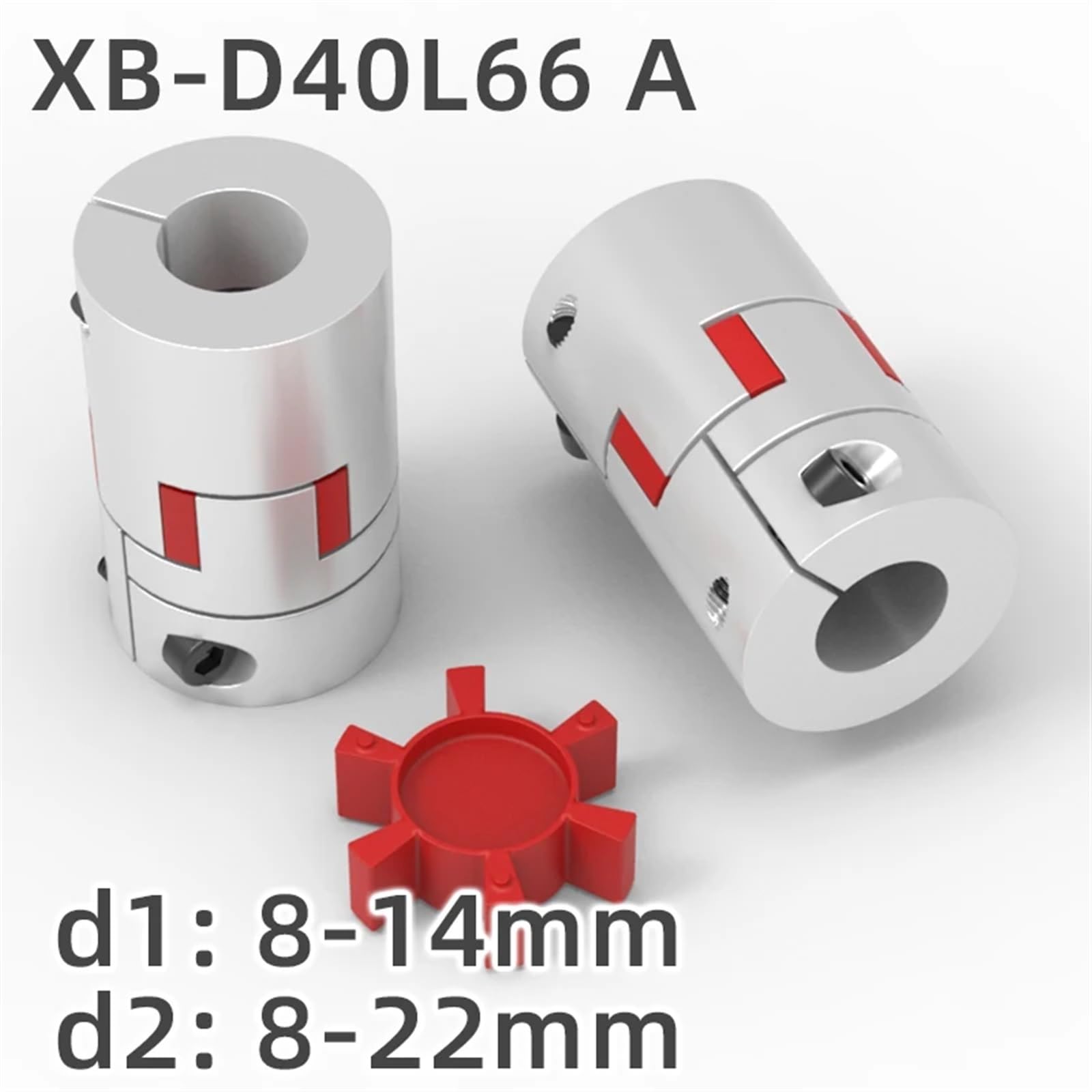 XB D40L66A Coupleur à Trois mâchoires en Aluminium Plum Accouplement d'arbre Flexible Connecteur de Moteur Accouplements Flexibles 8 mm-22 mm(10mm-19mm)