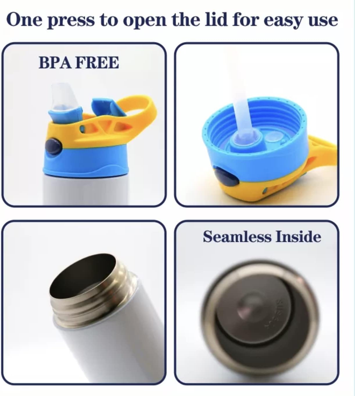 Personalized Kids Water Bottle with Straw Lid - Custom Name Rainbow Design Leak-Proof, 12 oz - Perfect for School, Sports, and Travel - Image 3