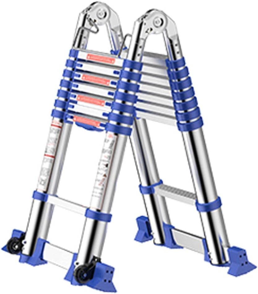 Telescoping Extension Ladder, Telescoping Ladders Engineering Telescoping Ladder,27 FT One Button Retraction Aluminum Telescopic Extension Extendable Ladder,330lbs Capacity Ladders