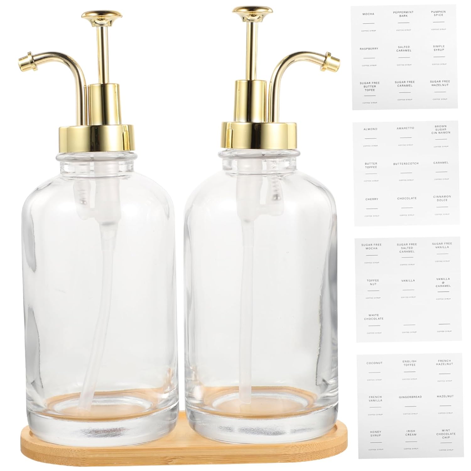 Glass Syrup Dispenser Pump Bottle Multi-Function Coffee Bar Accessory for Syrup and Lotion 16oz Easy Flow for Coffee Stations and Home Use