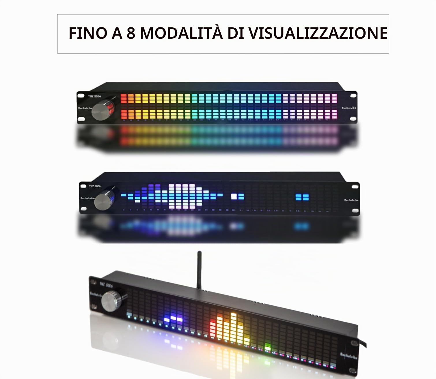 Decibelvibe TNZ SGE6 - Equalizzatore Grafico Audio con Ingresso/Uscita RCA/Jack 3.5, Ingresso Wireless Tramite Microfono integrato, Ingresso USB e Bluetooth, preamplificatore Audio per Sistemi