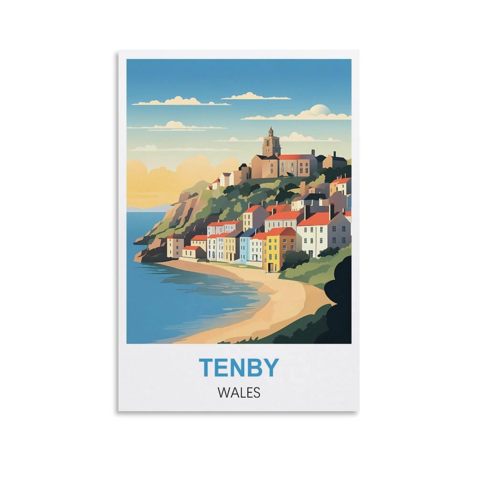 Ezmlfa A088 Diy Oil Painting Kits For Adults Kids Tenby Wales Beginner To Advanced Number Painting Kit-Kits Include Acrylic Paints,Brushes 40X50cm