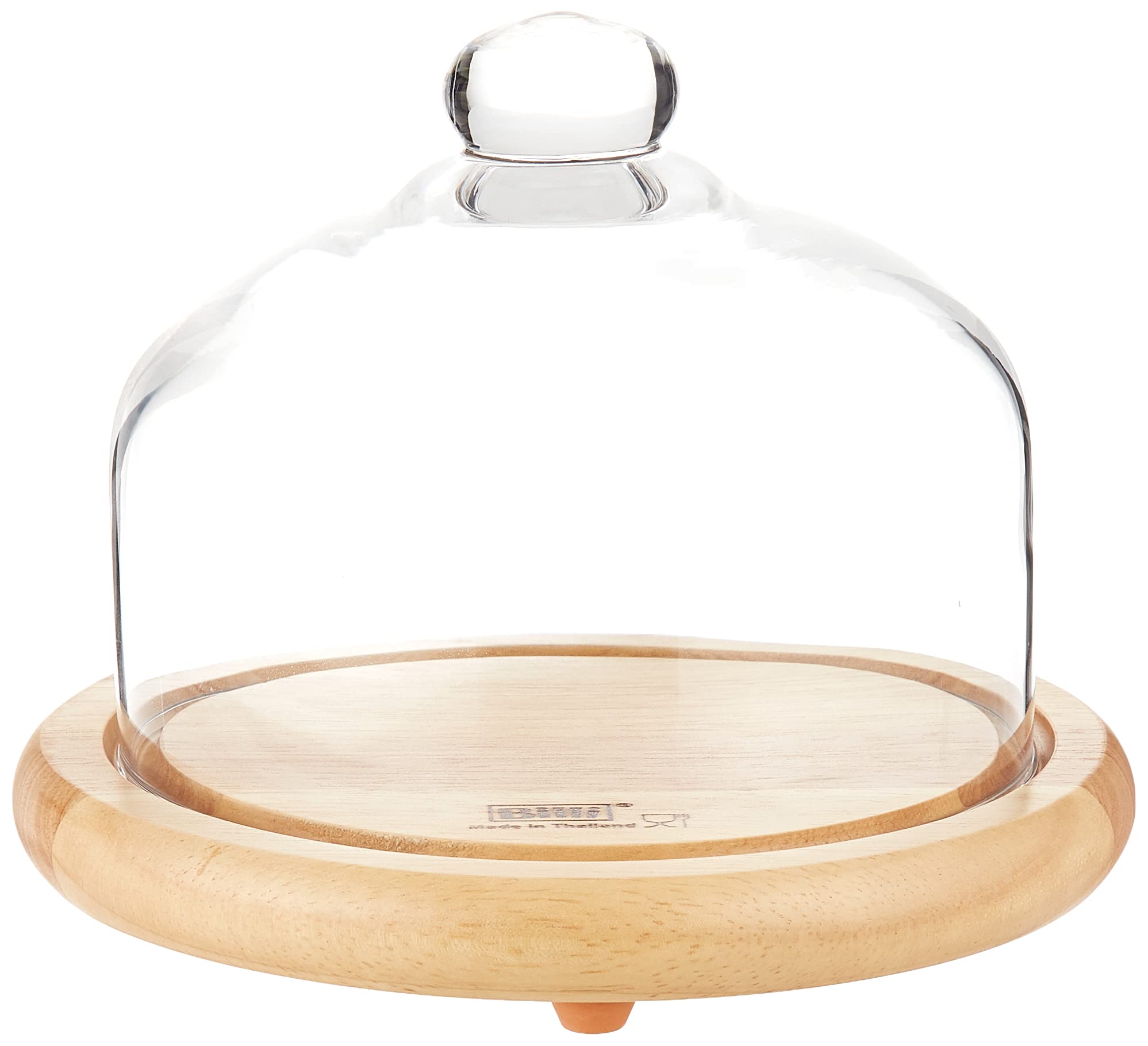 Billi Wooden Cheese Dome With Glass Lid Gw-927, Multi-Colour