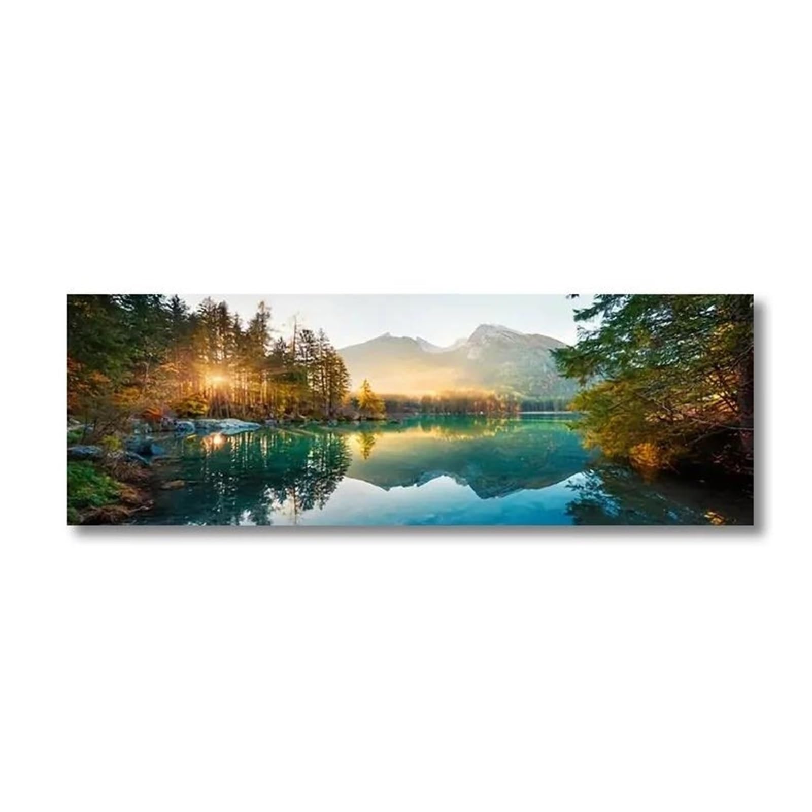 Toile lumière de lac poétique peinture montagne pour une maison sereine