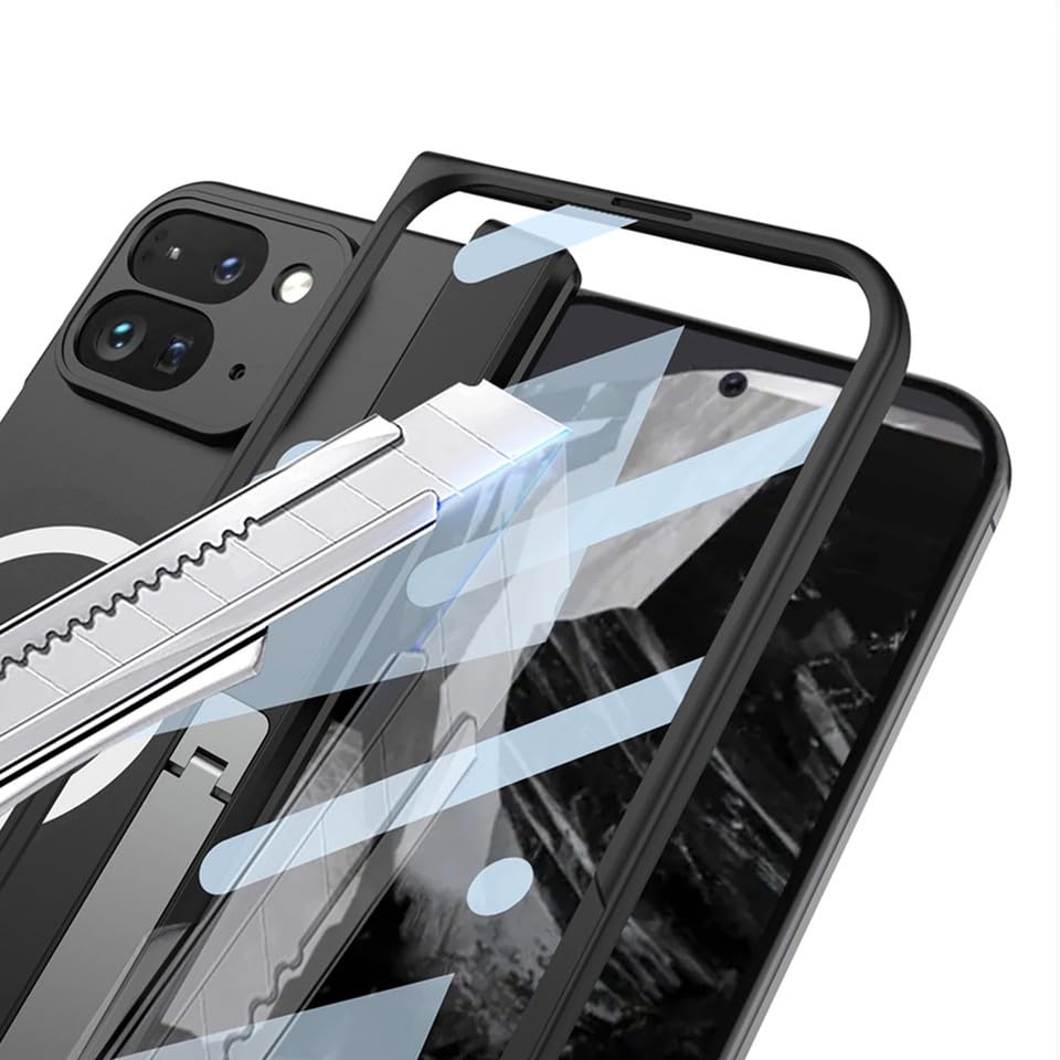 Coque Google Pixel 10 Pro Fold noire étui rigide à rabat avec support intégré