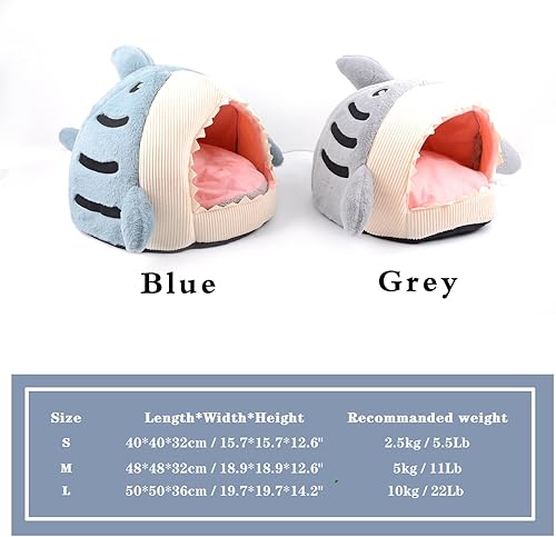 Miniatura 2 de Hifrenchies Shark Pet House - Casa para bulldog francés, casa de tiburón, cama lavable para cueva para perro con alfombrilla de cojín extraíble,