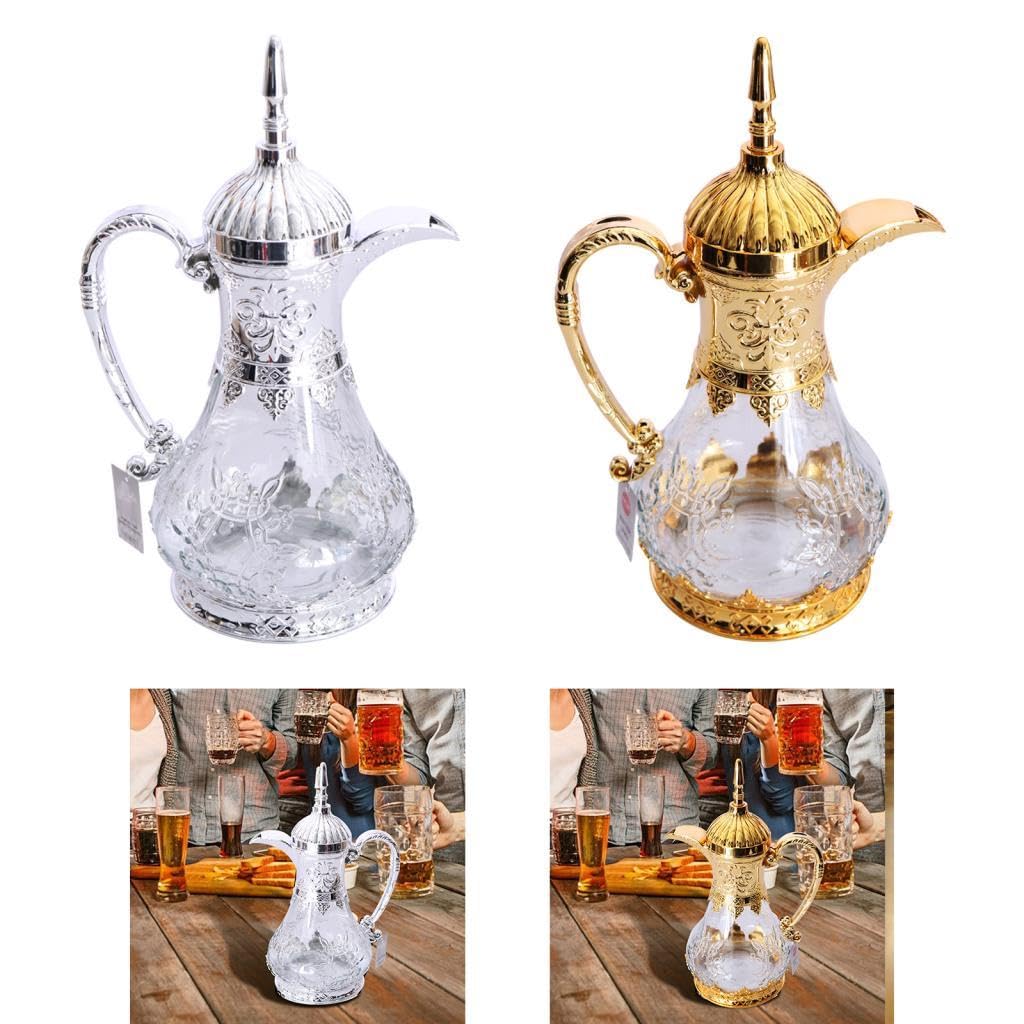 Vielseitige Arabische Kaffeemaschine für Den Heimgebrauch, Arabische Teekanne mit Großem Fassungsvermögen, Ideal für Partys Und Feiertage in Der Küche, Silber