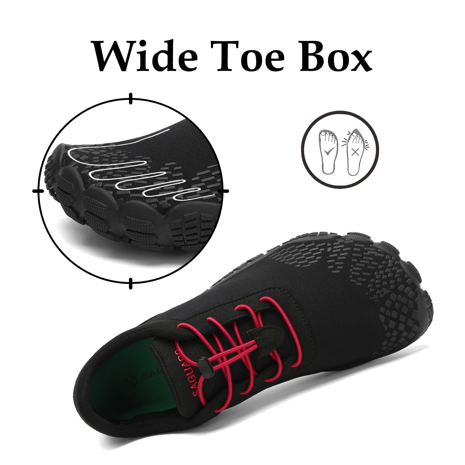 SAGUARO Zapatillas Minimalistas Barefoot Hombre Mujer - Ligeras Antideslizante Respirable - con Caja Tox Ancha y Suela Zero Drop — view 2
