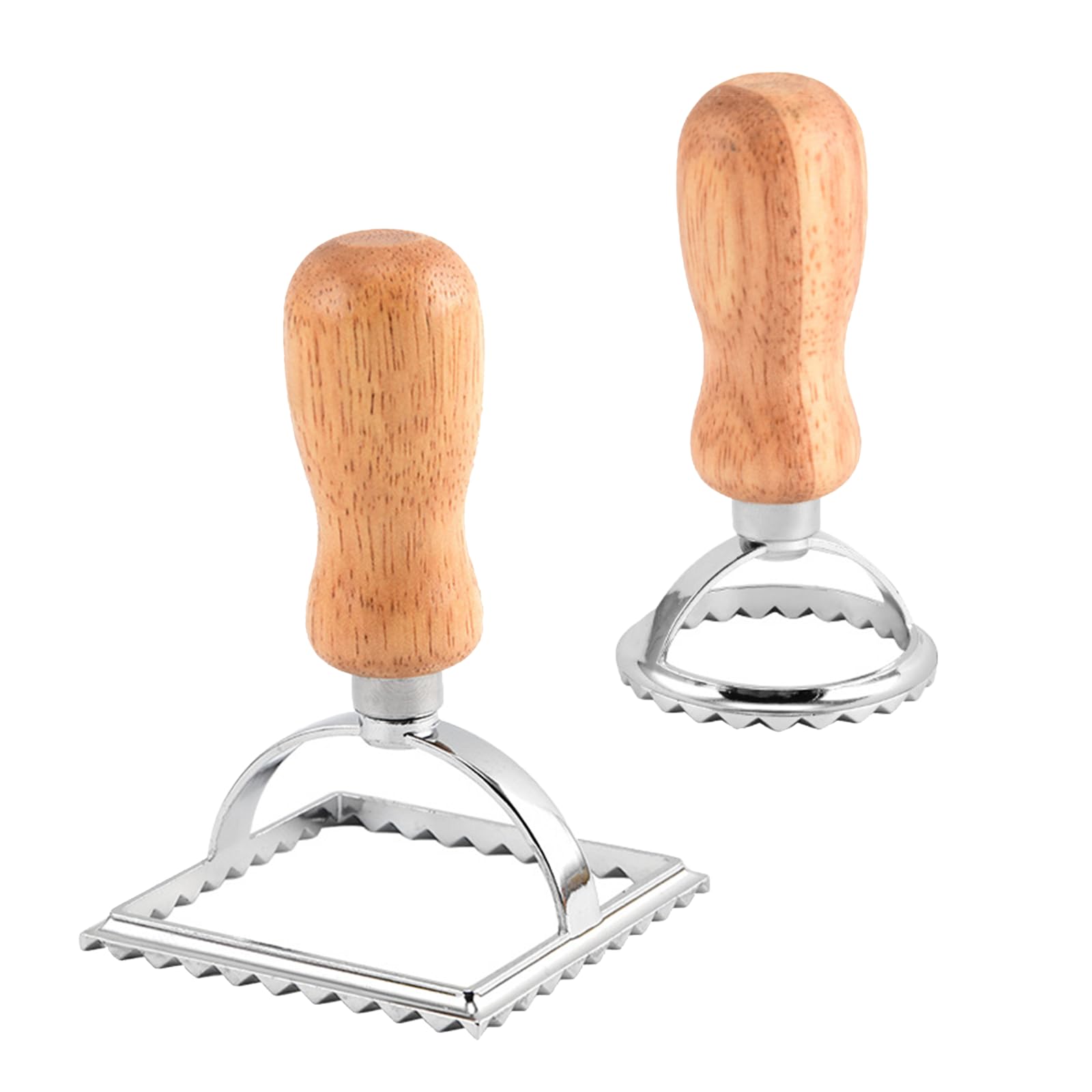 Ravioli Pasta Cutter Wooden Handle Ravioli Mold,One Square and One Round Suitable for Ravioli, Pasta, Biscuits, Etc
