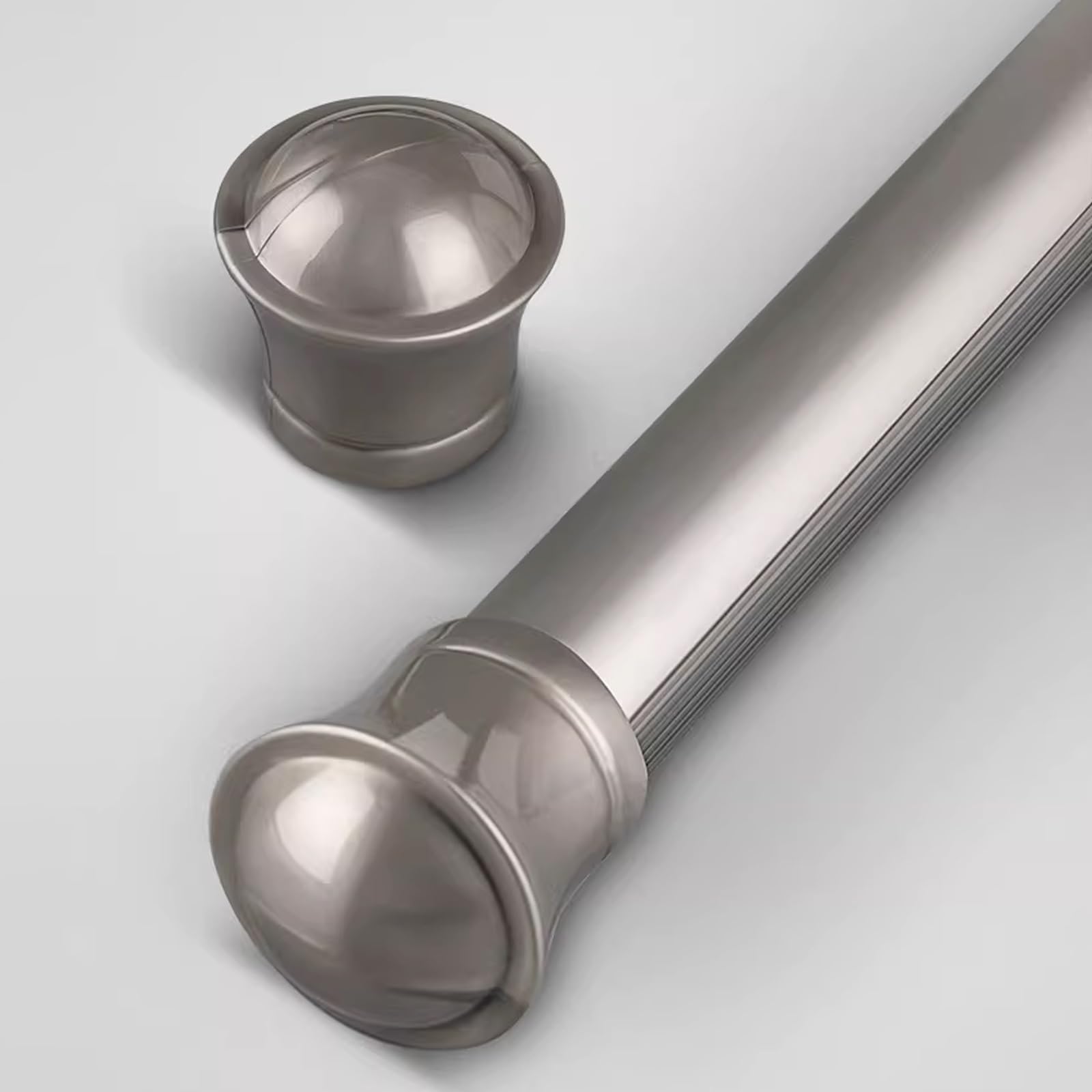 Wytrzymałe aluminiowe karnisze 100 cm – szare podwójne pręty z cichymi pierścieniami i wspornikami wpuszczanymi do zasłon przezroczystych i zaciemniających w salonie i sypialni