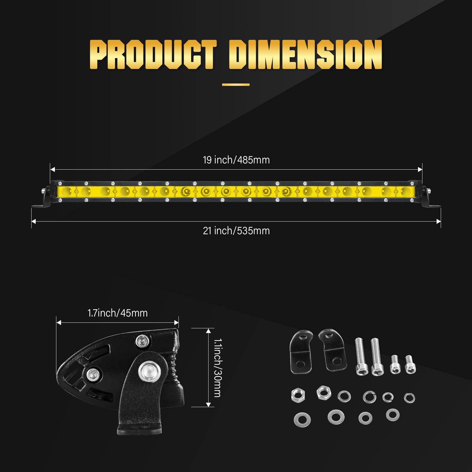 Snapklik.com : Amber Yellow LED Light Bar 25 Inch 120W Single Row LED ...