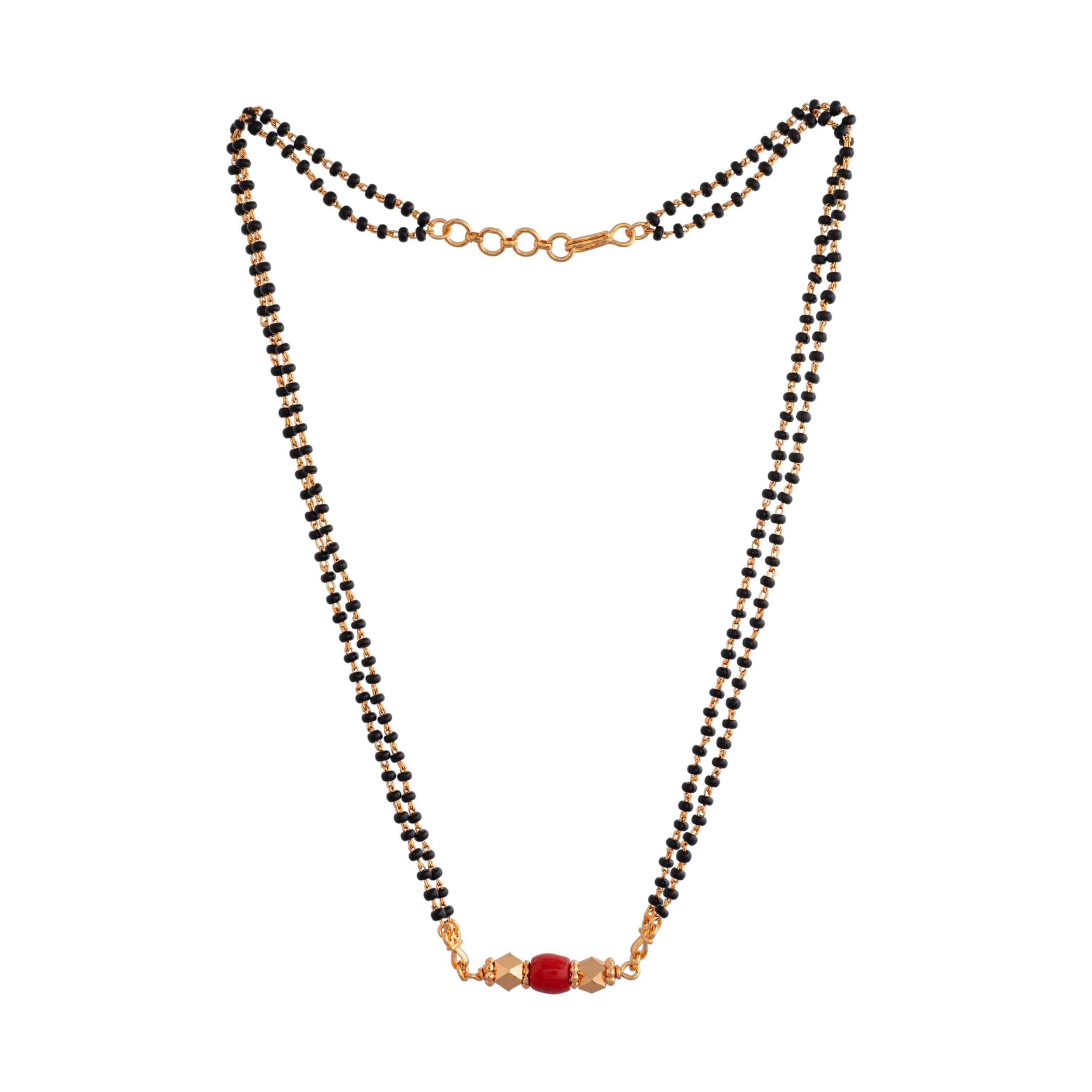 Radhas Creations black beads mangalsutra SHORT 18" length with red beads and golden pendant for women one gram gold No.1122 (B0C3QVPKJ6) Amazon Price History, Amazon Price Tracker
