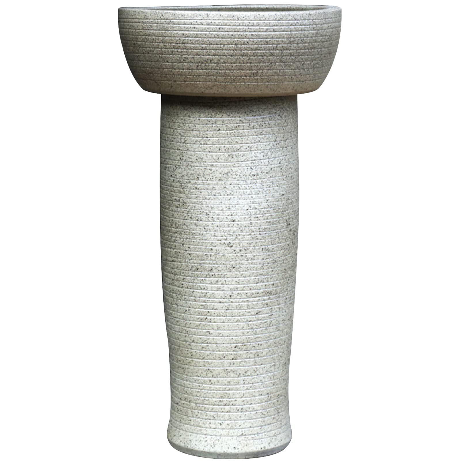 Gljtuo Beige Art Pedestal Bathroom Sink Vessel Sink Combo Toilets Basins Handmade, Round Freestanding Sink For Indoor And Outdoor, 4 Piece Set,-2 Piece Set