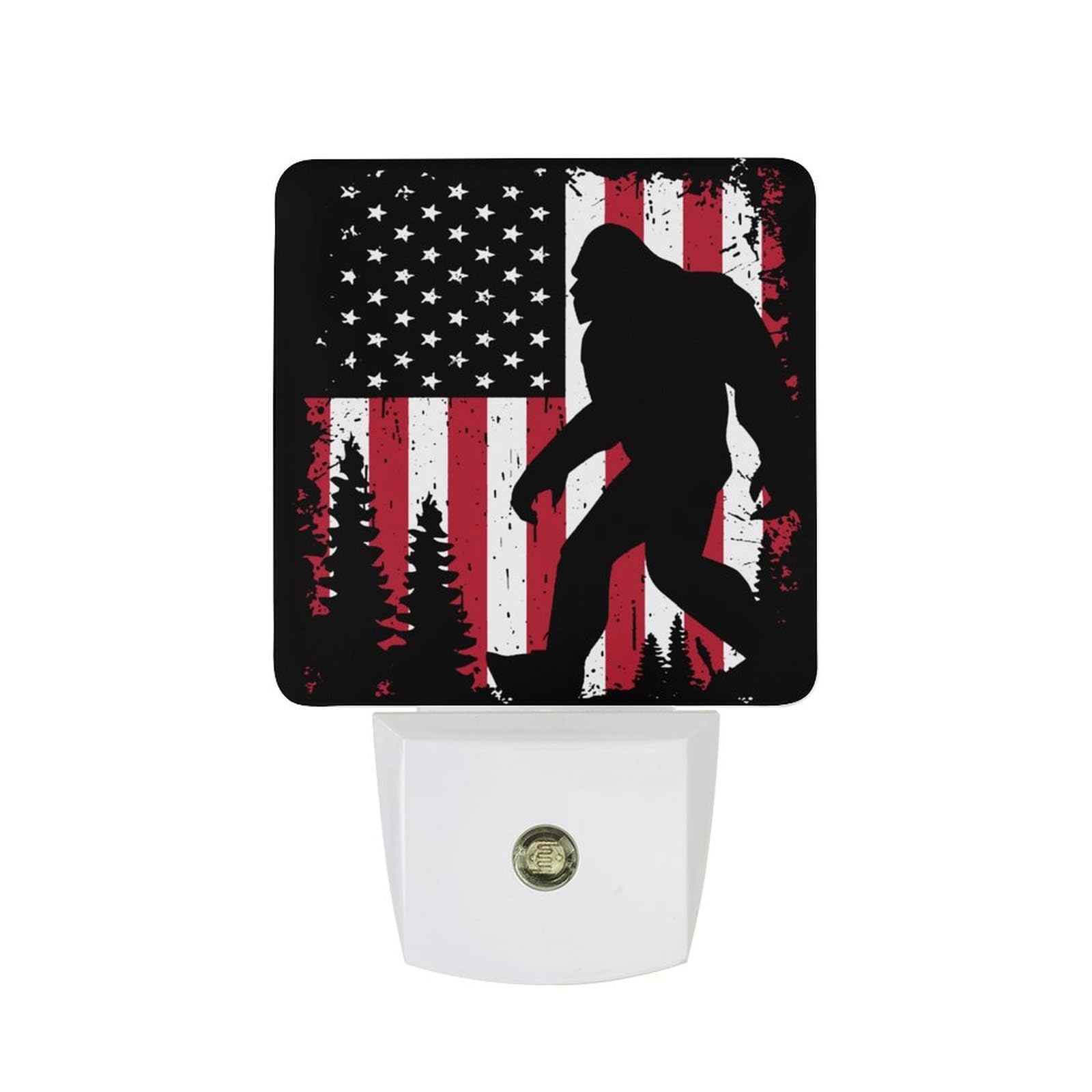 Nqrxadcrt Style Bigfoot And Am-Ericans-Flag Night Light Plug In Wall Lights Bedside Lamp Bedrooms Home Hallways Decoration
