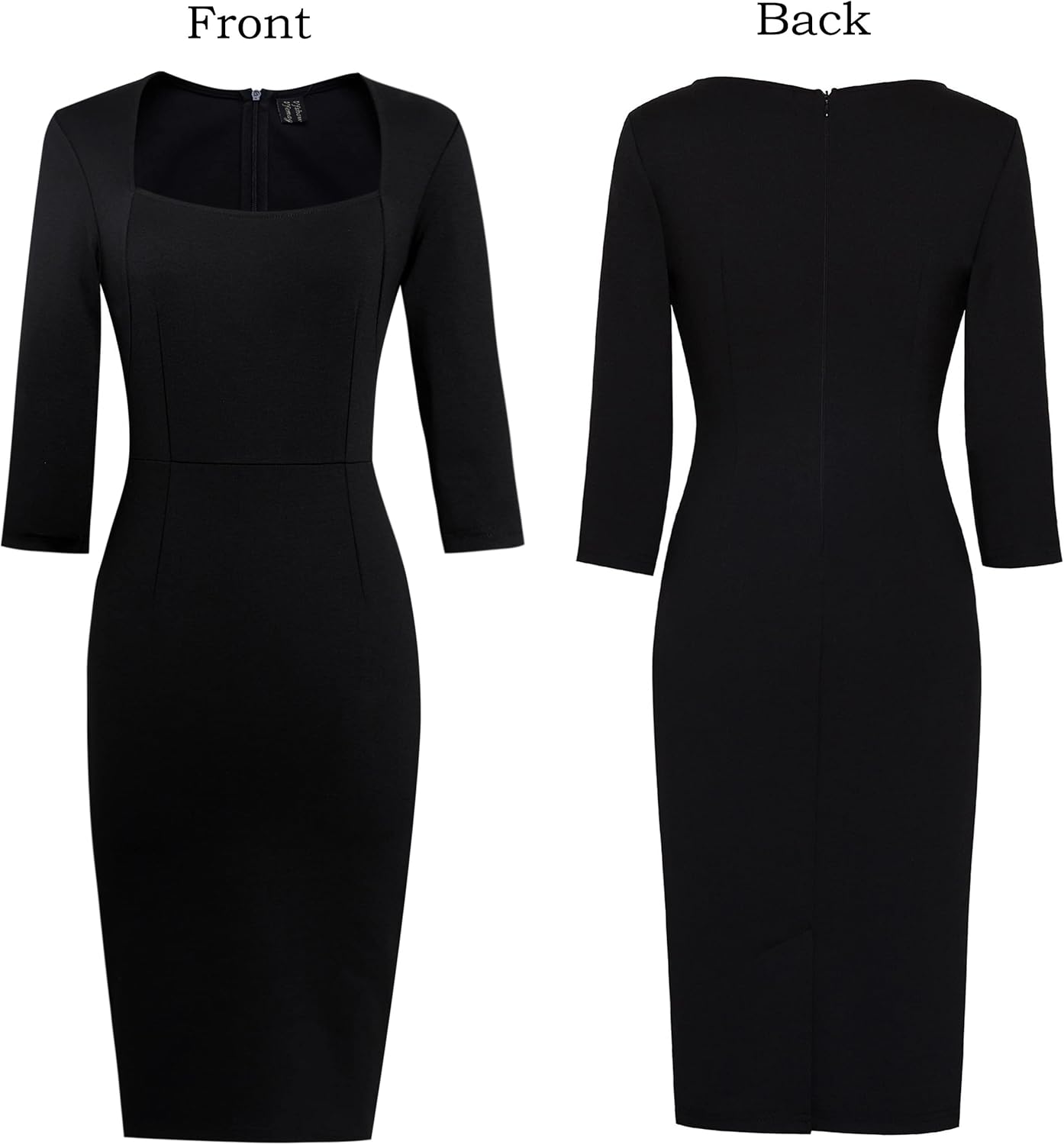 VFSHOW Womens Vintage Square Neck Work Office Business Dress Elegant Casual Cocktail Party Church Bodycon Pencil Sheath Dress - Image 4