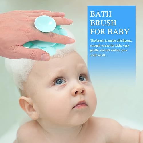 Miniatura 3 de Cepillo de pelo para bebé, exfoliación del cuero cabelludo masajeador de cabello, cepillo de lavado de cabello verde, cepillo para la caspa y la