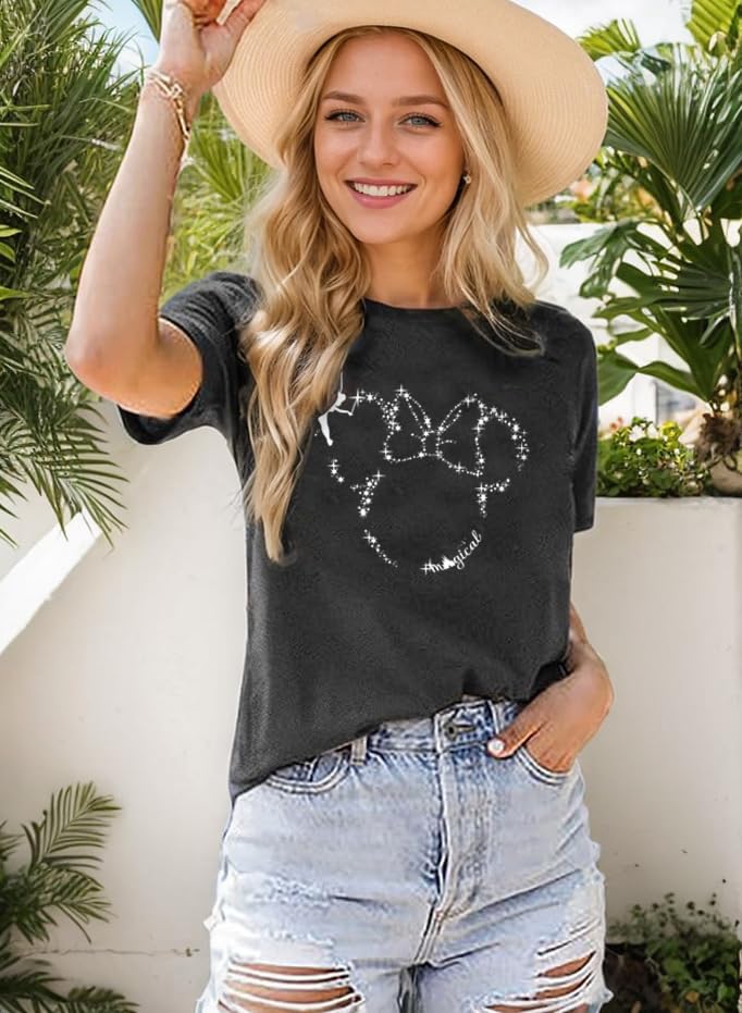 Women Magical Shirts Cute Graphic Tshirts Funny Vacation Holiday Short Sleeve Casual Tee Top3