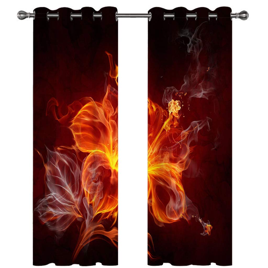 Rideau occultant isolant thermique motif flamme rouge 3D 234x230cm
