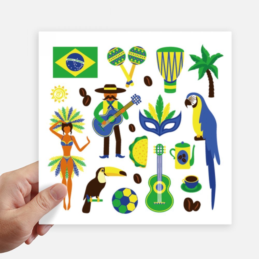 Autocollant carré 20CM Brésil et Football DIYthinker - Lot de 4 stickers pour ordinateur