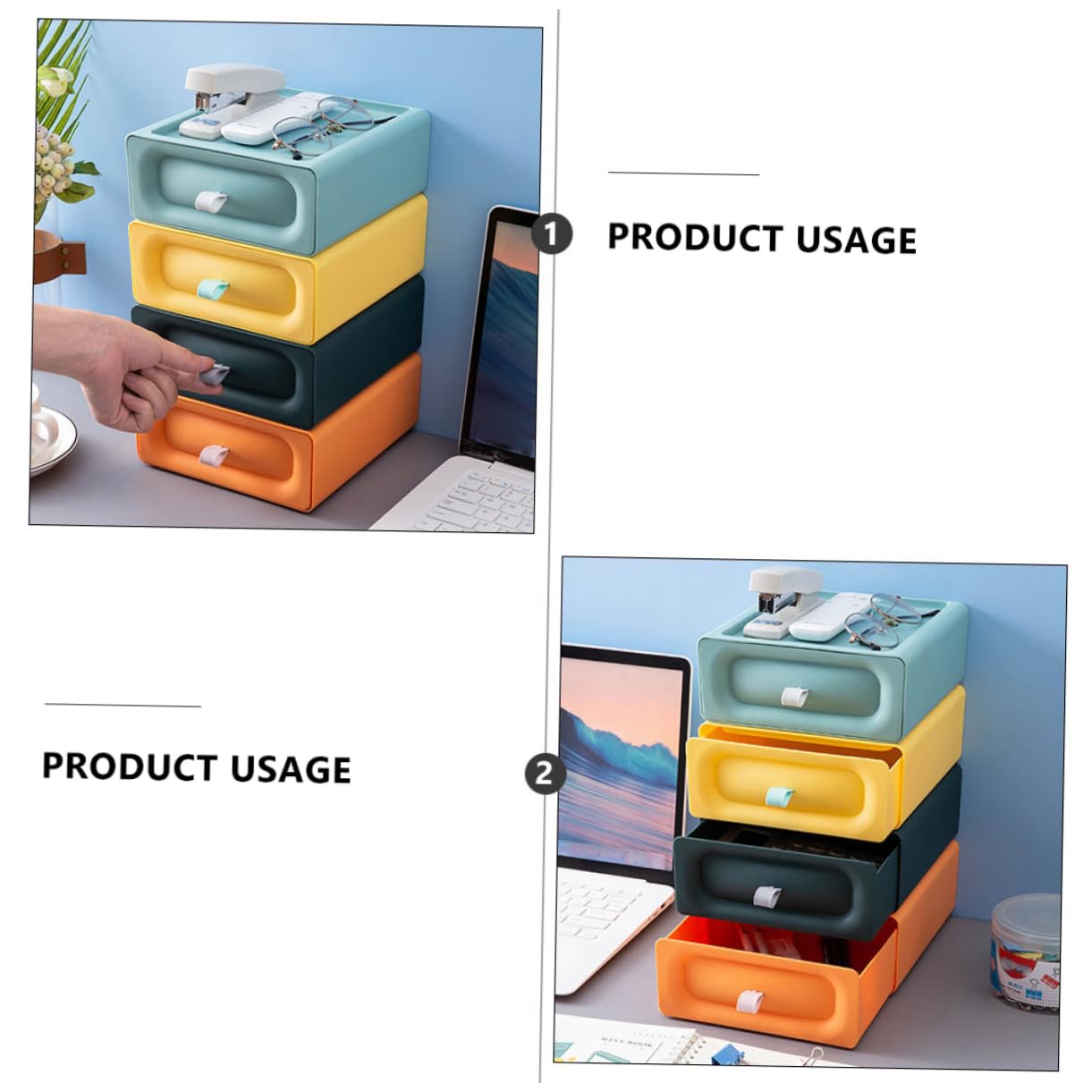Caja de Cajón de Plástico Diseño Extraíble, 4 Piezas Organizadoras