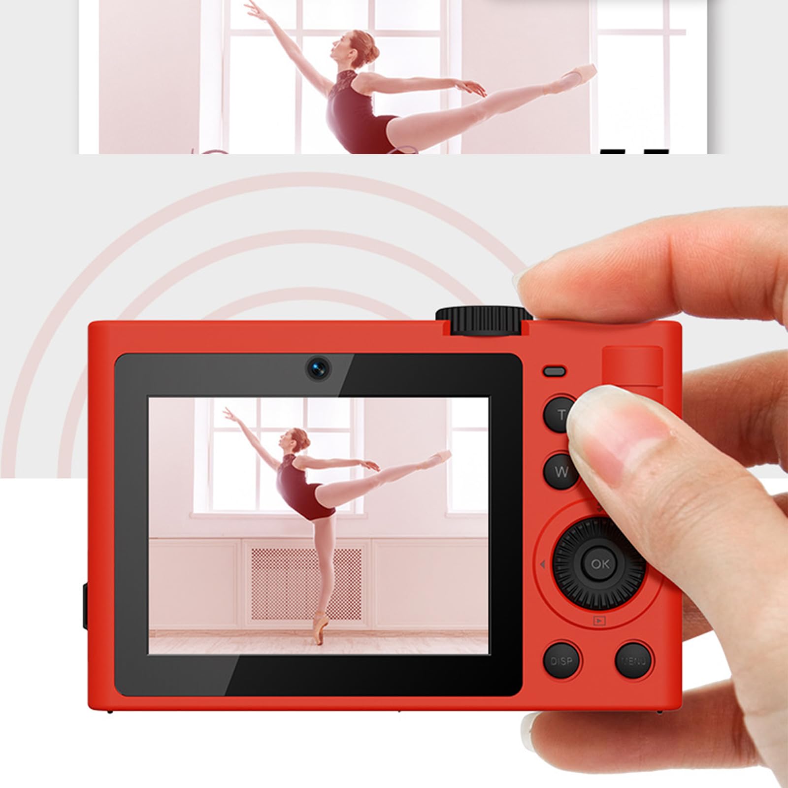 Fotocamera digitale 64MP 5K con filtri bellezza Doppia lente anteriore e posteriore per Vlog Fotografia viaggio Bambini Adulti Regalo Fotocamera per principianti