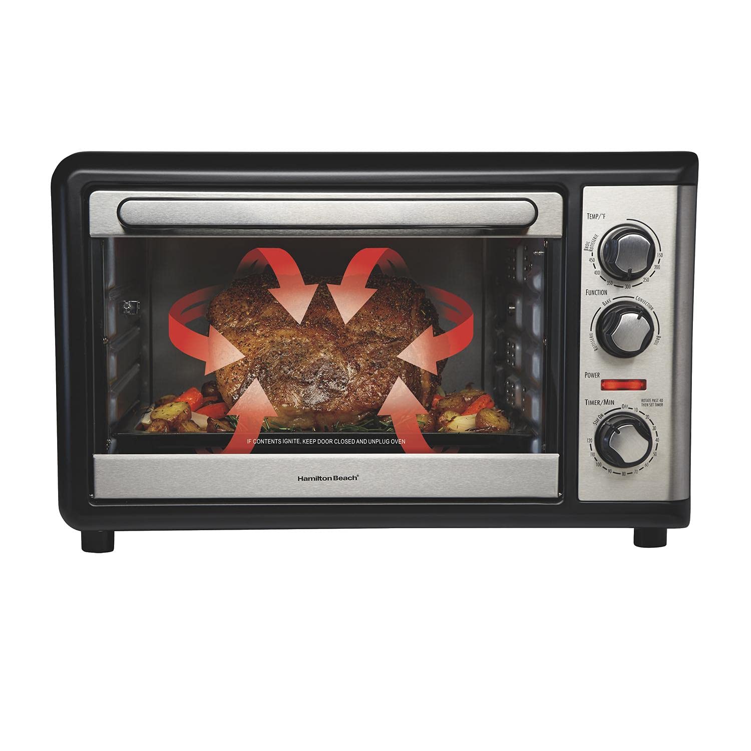 Oven for Hamilton Beach cover (fits 2 pizzas of 12 inches or a chicken of 2.25 kg, easy to use automatic shut-off, 2 hour timer)