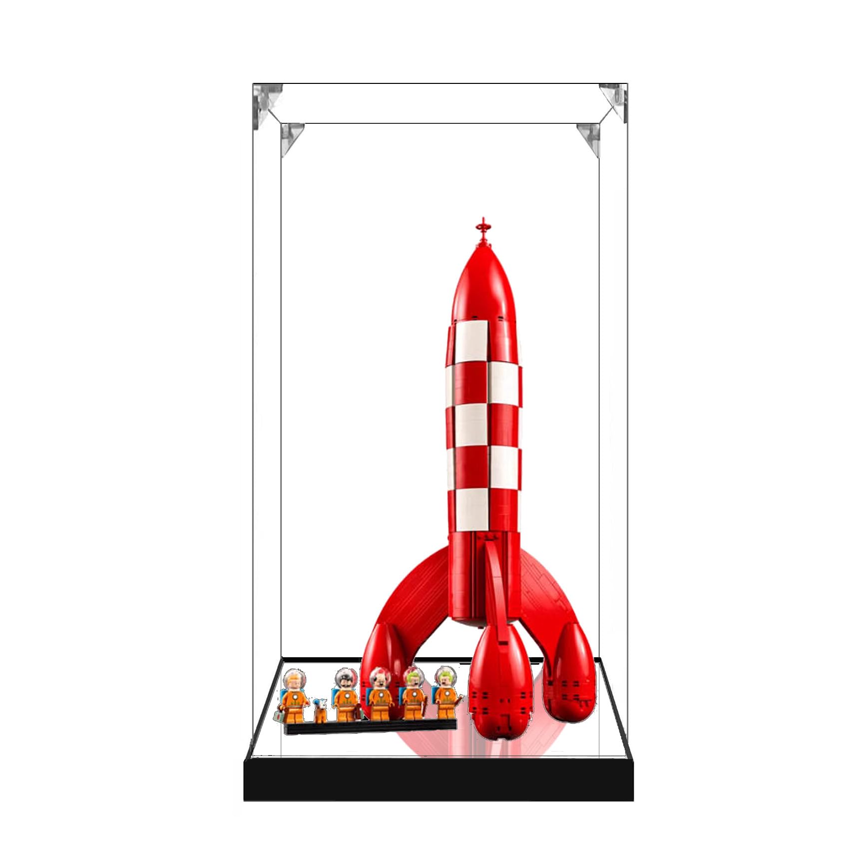Akrylowa witryna do modelu Lego 21367 Lunar Rocket , pyłoszczelna przezroczysta gablota, gablota z kolekcji modeli (tylko pudełko wystawowe) (podstawa lustra 2 mm)