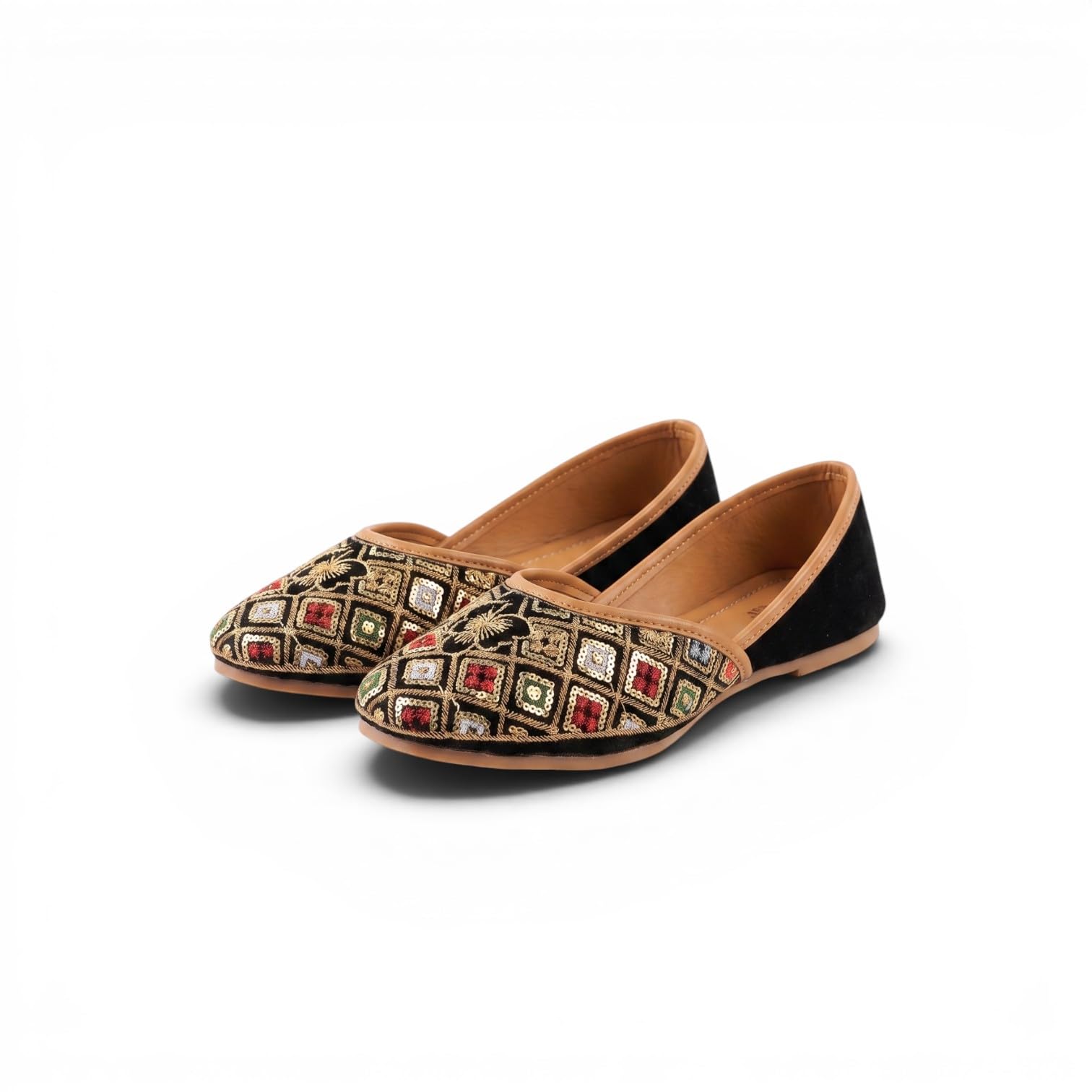 Women's Embroidered Ballet Flats | Ethnic Slip-On Jutti Style Flats with Sequins | Comfortable Casual, Festive Shoes for Women-image-7