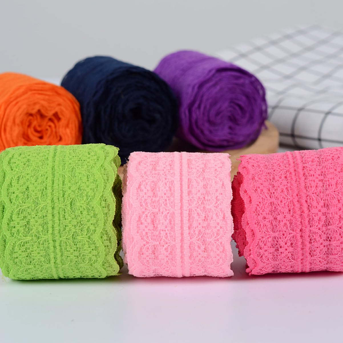 Operitacx Paquete De 3 Juegos De Cintas De Encaje De Tela De 1000 Cm De Largo Con Estampado Floral Para Invitaciones Lazos Para El Cabello Y Manualidades 6 Rollos X 3