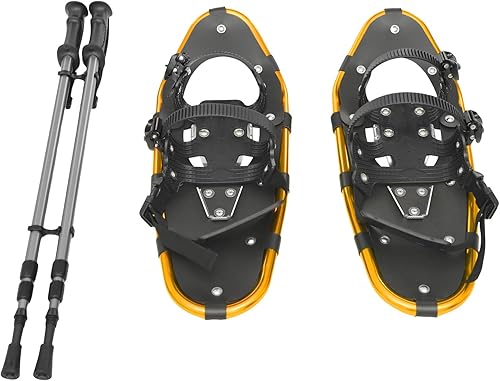 Raquetas de nieve, marco de aluminio ligero, raquetas de nieve todo terreno con bastones de trekking, 21 pulgadas para adultos y jóvenes con