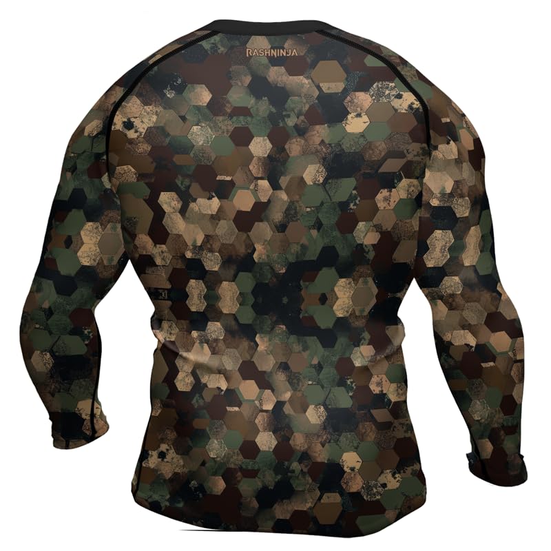 Camo Long Sleeve Compression Training Rash Guard Men's BJJ MMA Grappling - Breathable Fabric3
