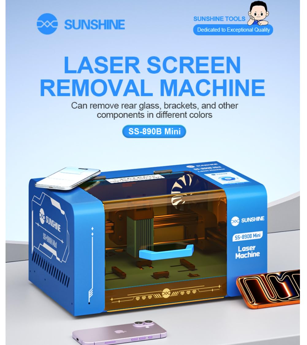 SUNSHINE SS-890B MINI Laser Screen Removal Machine for IP X-17 Dismantling of Screen Stand/Glass Back Cover/Glue Removal