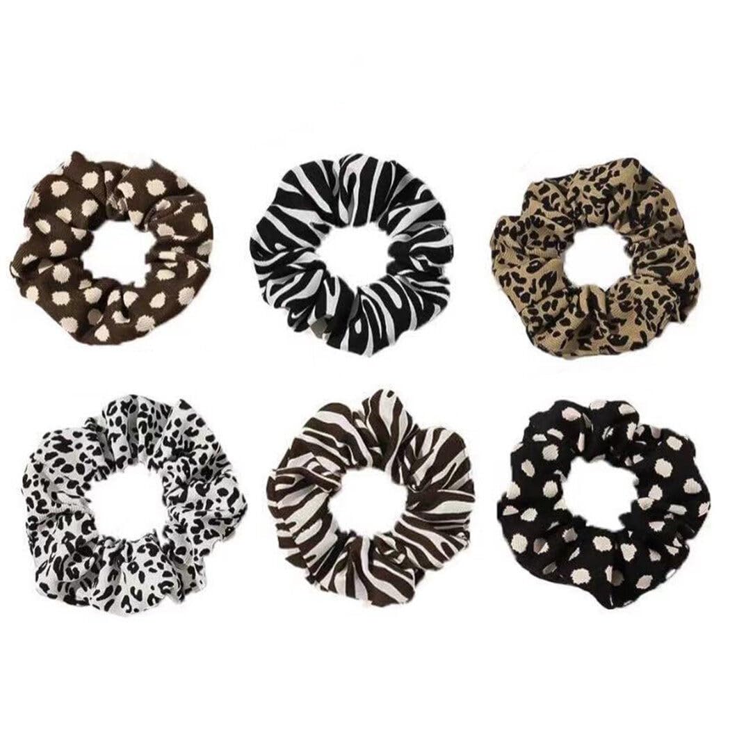 Accessori alla moda per ragazze, 6 pezzi, elastici per capelli leopardati