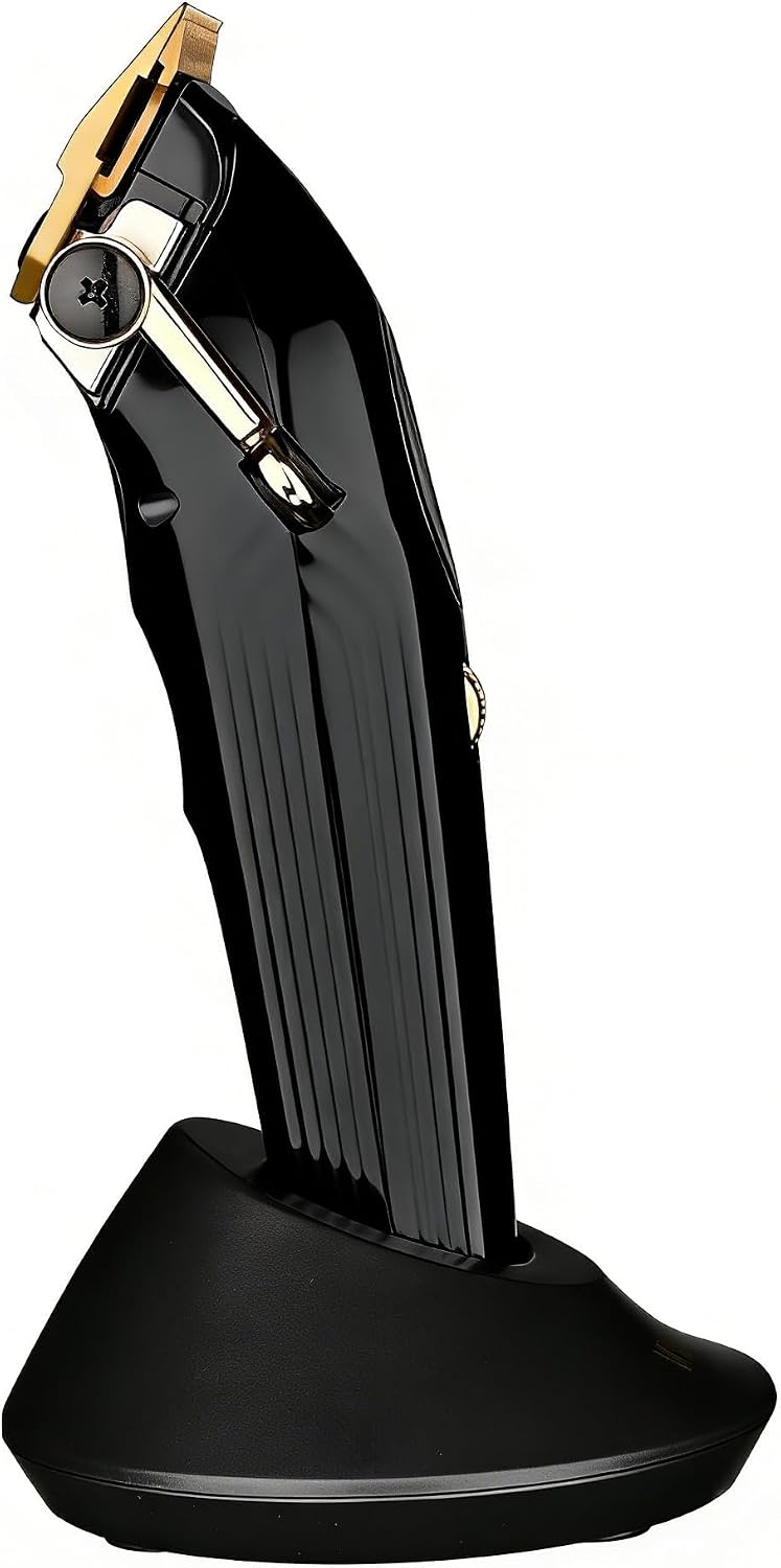 WMARK Professional Infinite Cordless Left-Handed Friendly Hair Clipper – Roller Speed Control, Charging Dock, 9000RPM Outer Rotor BLDC, DLC Steel Blade, Barbershop Tool, NG-V2 (Black)