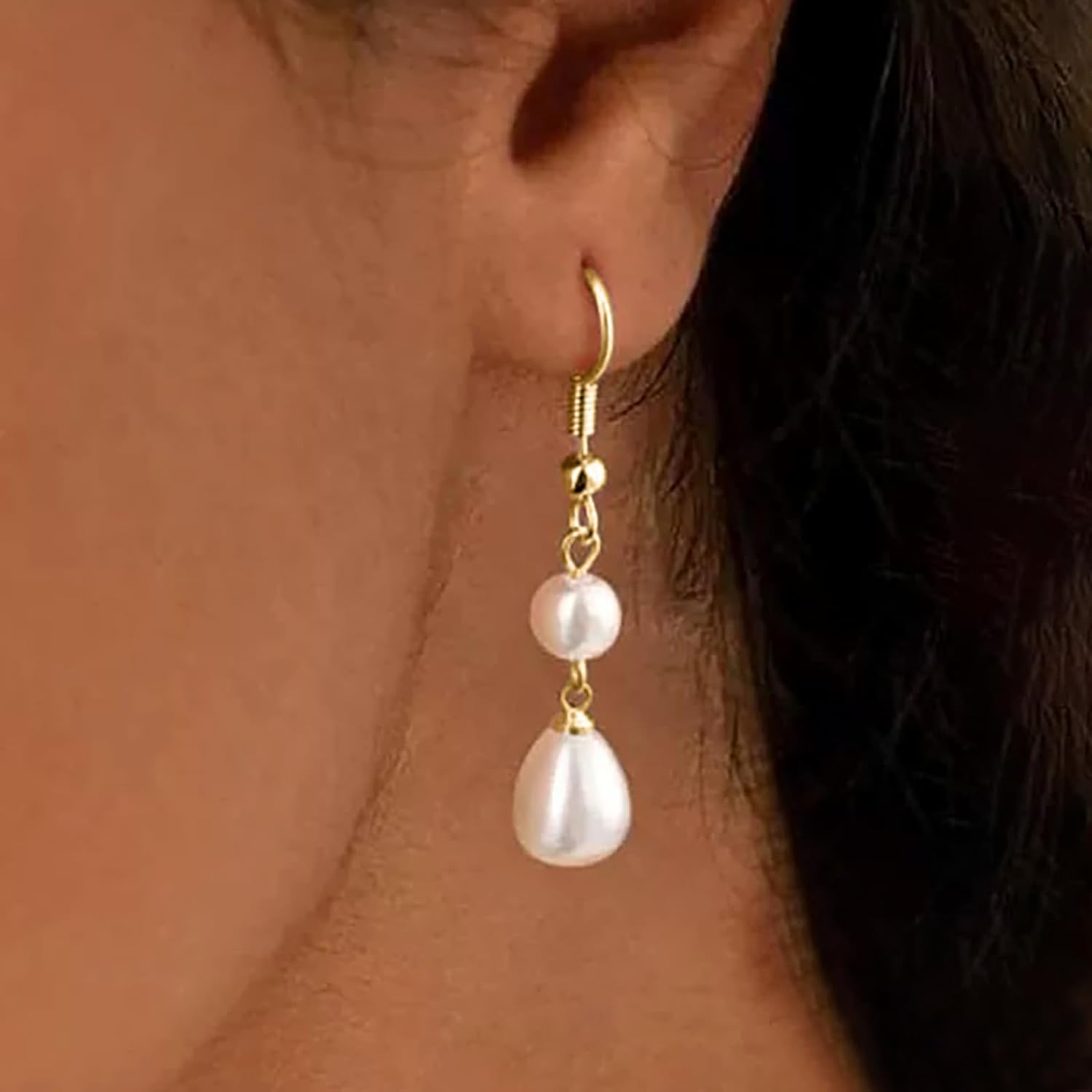 Vintage Pearl Drop Earrings Long Teardrop Pearl Dangle Earrings Gold Pearls Hook Drop Earring Boho Pearls Long Tassel Earring Bridal Wedding Jewelry - Image 5