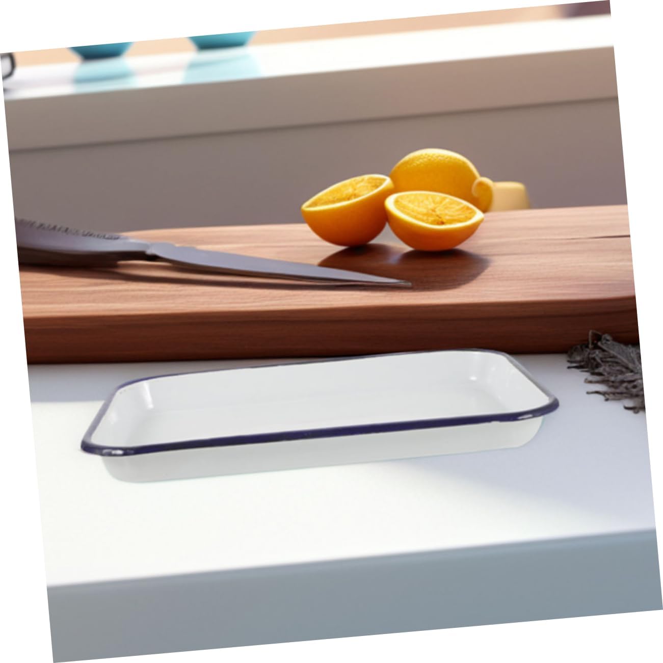 2pcs Rectangular Enamel Baking Tray Non Stick Roasting Pan Dishwasher Safe Multifunctional Baking Dish for Roasting Serving Cooking Efficient Design