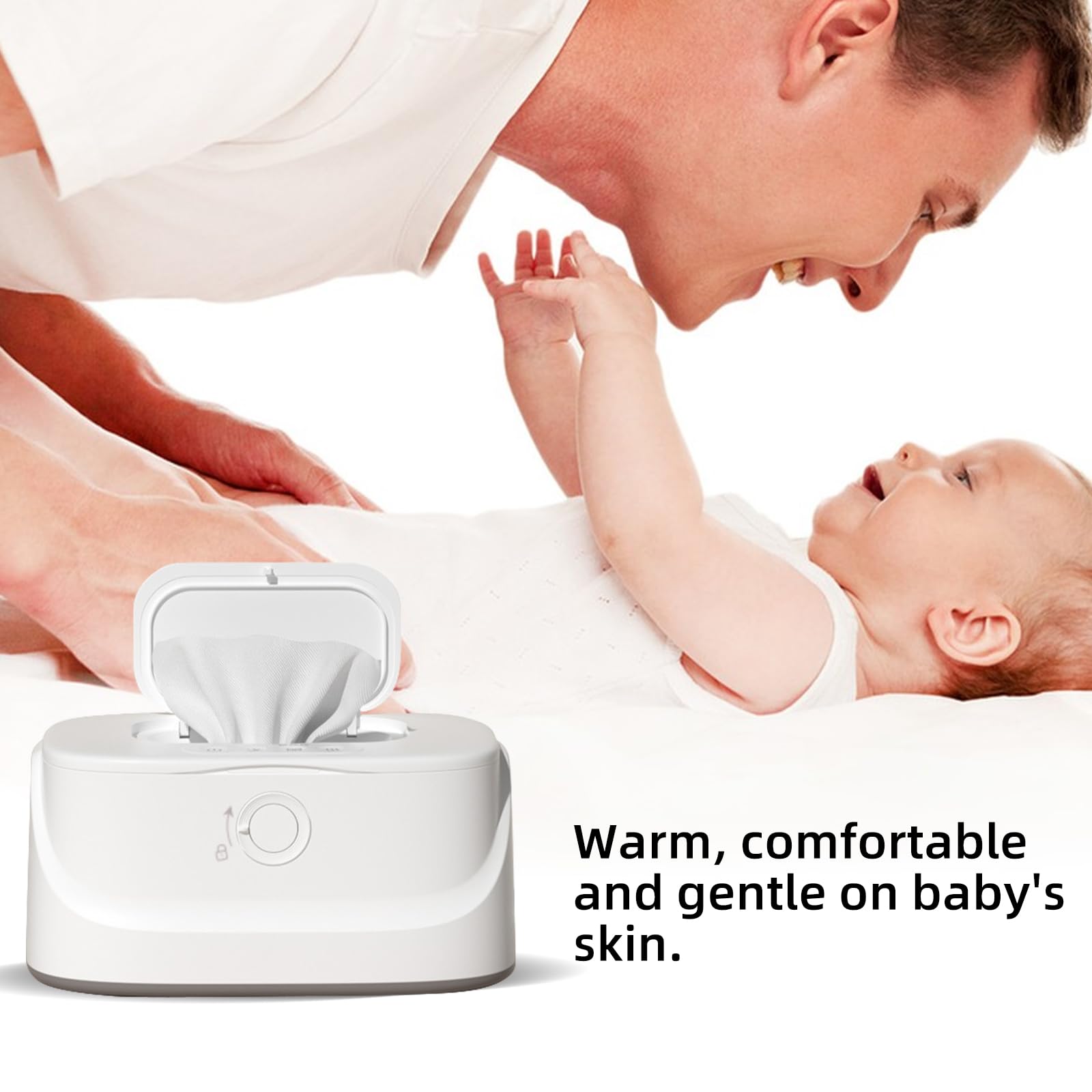 Baby-Feuchttücher-Wärmer,USB Tragbare PP-Intelligente Baby-Feuchttücher-Heizung,Einstellbare Temperatur,Säuglings-Wischtuchwärmer mit Nachtlicht,3Temperaturmodi Baby-Feuchttuchspender mit Deckel