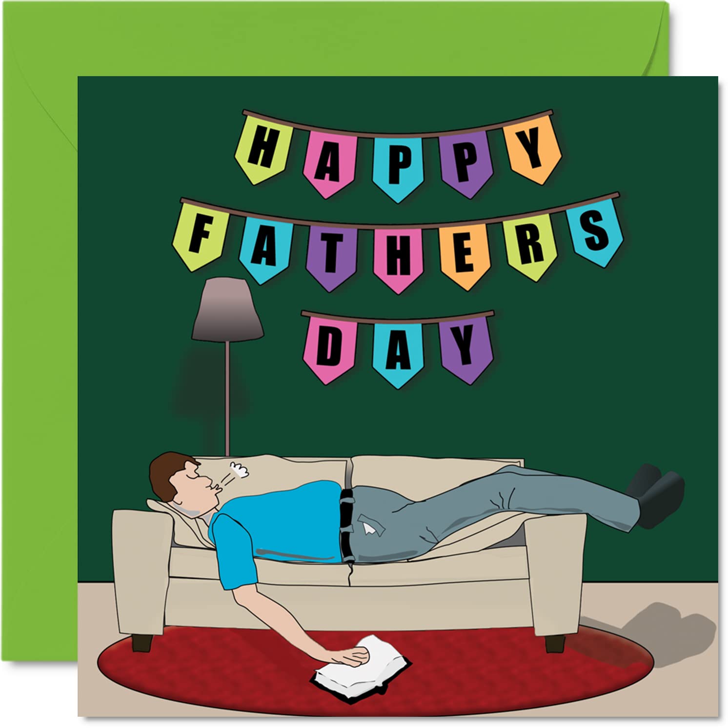 Funny Fathers Day Cards for Dad - Sofa Nap - Joke Happy Fathers Day Card for Dad, Step Father Gifts, 145mm Father's Greeting Cards Gift Daddy Papa