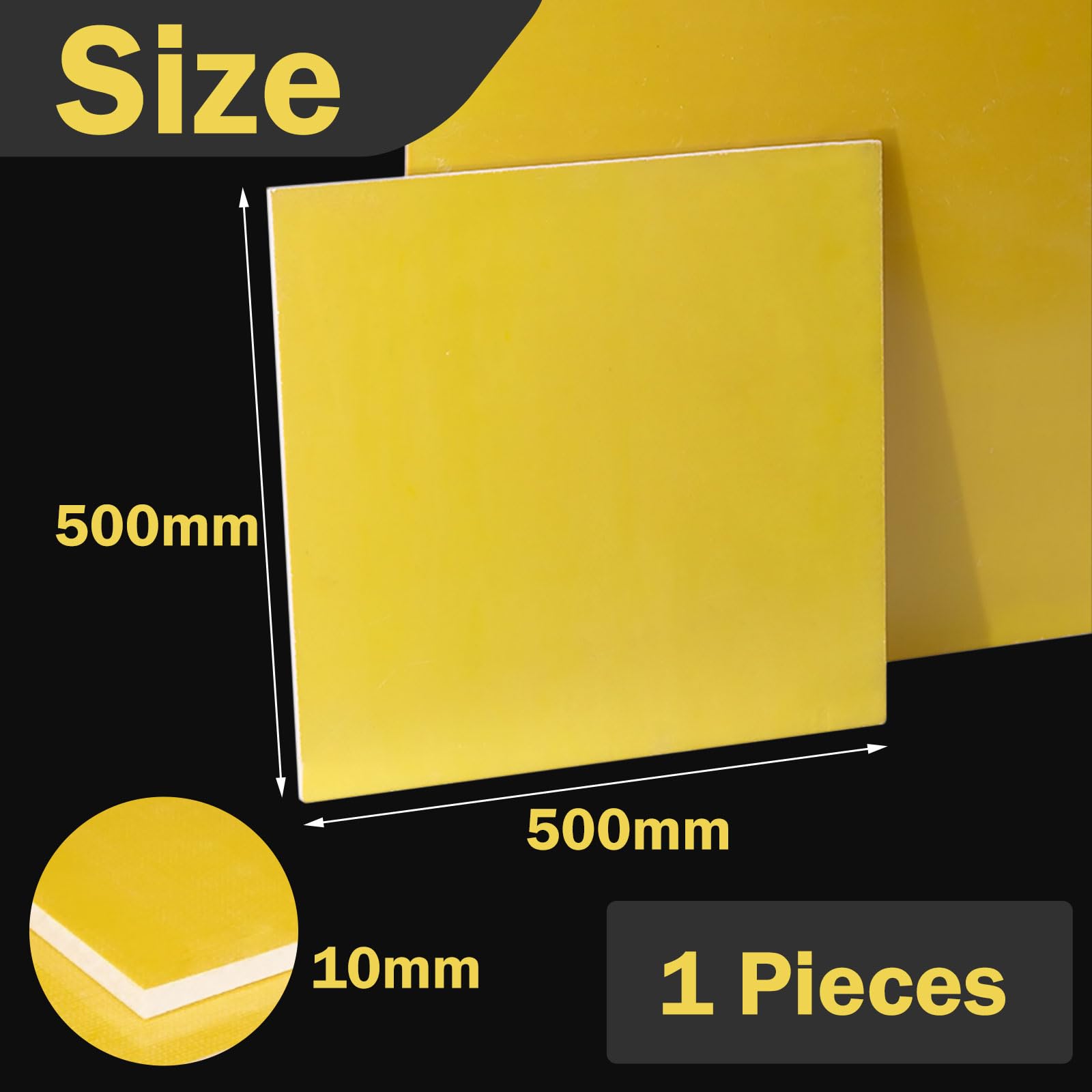 Płyta izolacyjna epoksydowa 3024 - Odporny na ciepło panel FR4 o wymiarach 500 x 500 mm do PCB i izolacji elektrycznej(10mm 1Pcs)