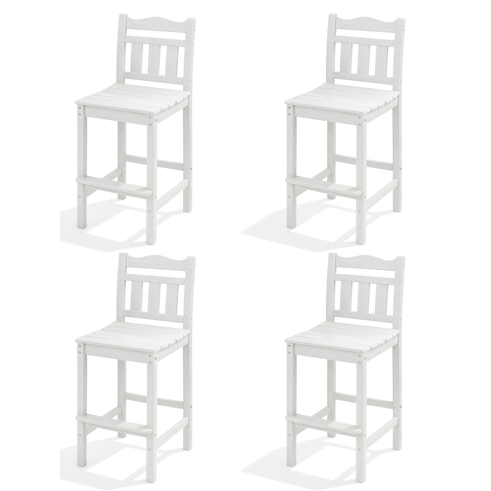 Outdoor Bar Stools Set of 4, HDPE Adirondack Bar Chairs