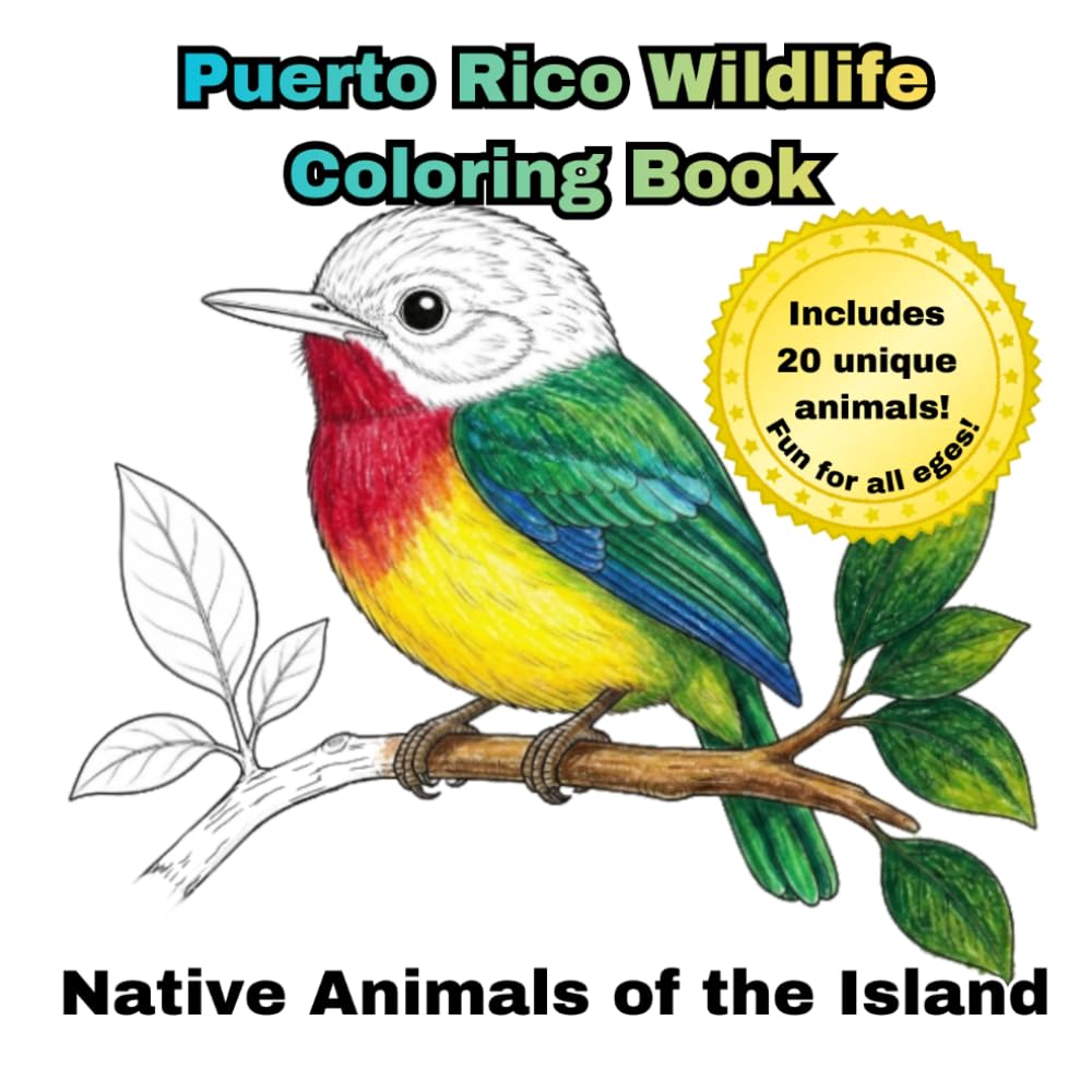 Puerto Rico Wildlife Coloring Book: Native Animals of the Island