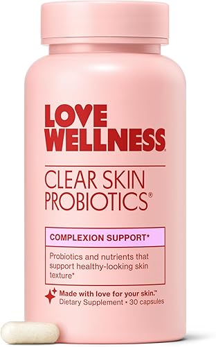 Love Wellness Clear Skin Probiotic Elimina las espinillas hormonales, enrojecimiento y minimizador de poros Cuidado de la piel con zinc