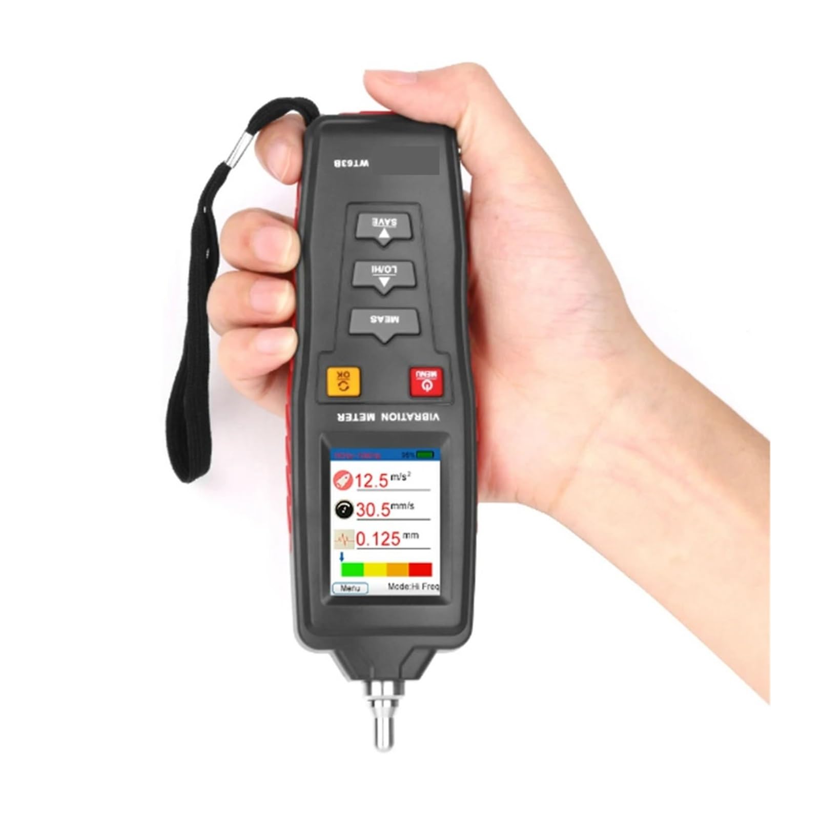 Medidor de vibraciones, Analizador de vibraciones Medidor de vibraciones digital Probador portátil WT63B con alta precisión,para maquinaria en movimiento