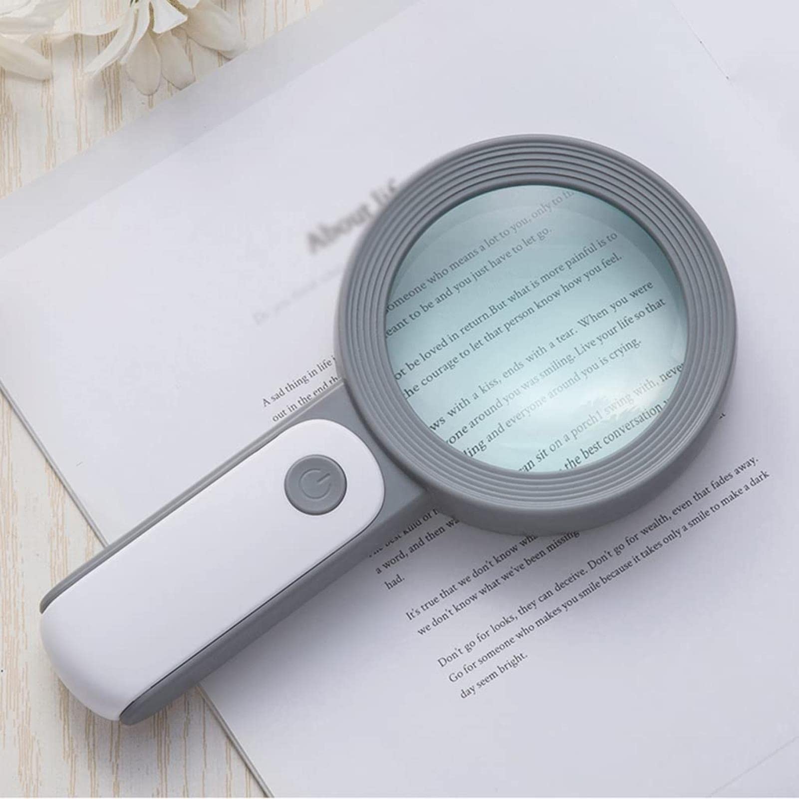 Lente di ingrandimento per la Lettura 30x in Vetro con Luce LED modalità Batteria Lente HD Lettura per esami per Hobby(A-White Gray)