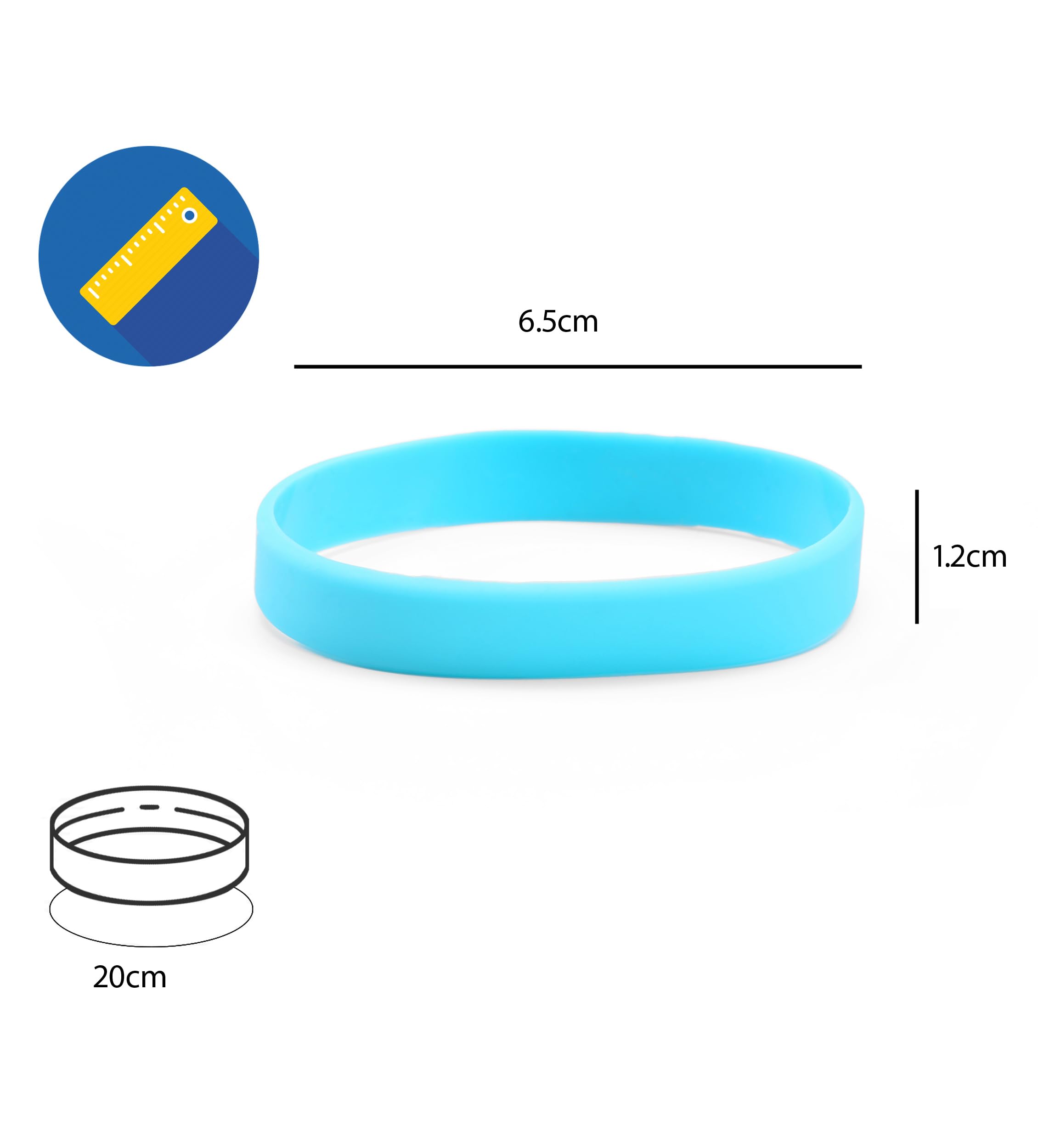 Plain Sky Blue Coloured Silicone Sports Arm Exercise Wristband Bracelets Rubber Wrist Bands Party Accessories For Men Women Boys Girls (Pack of 10) - Image 3