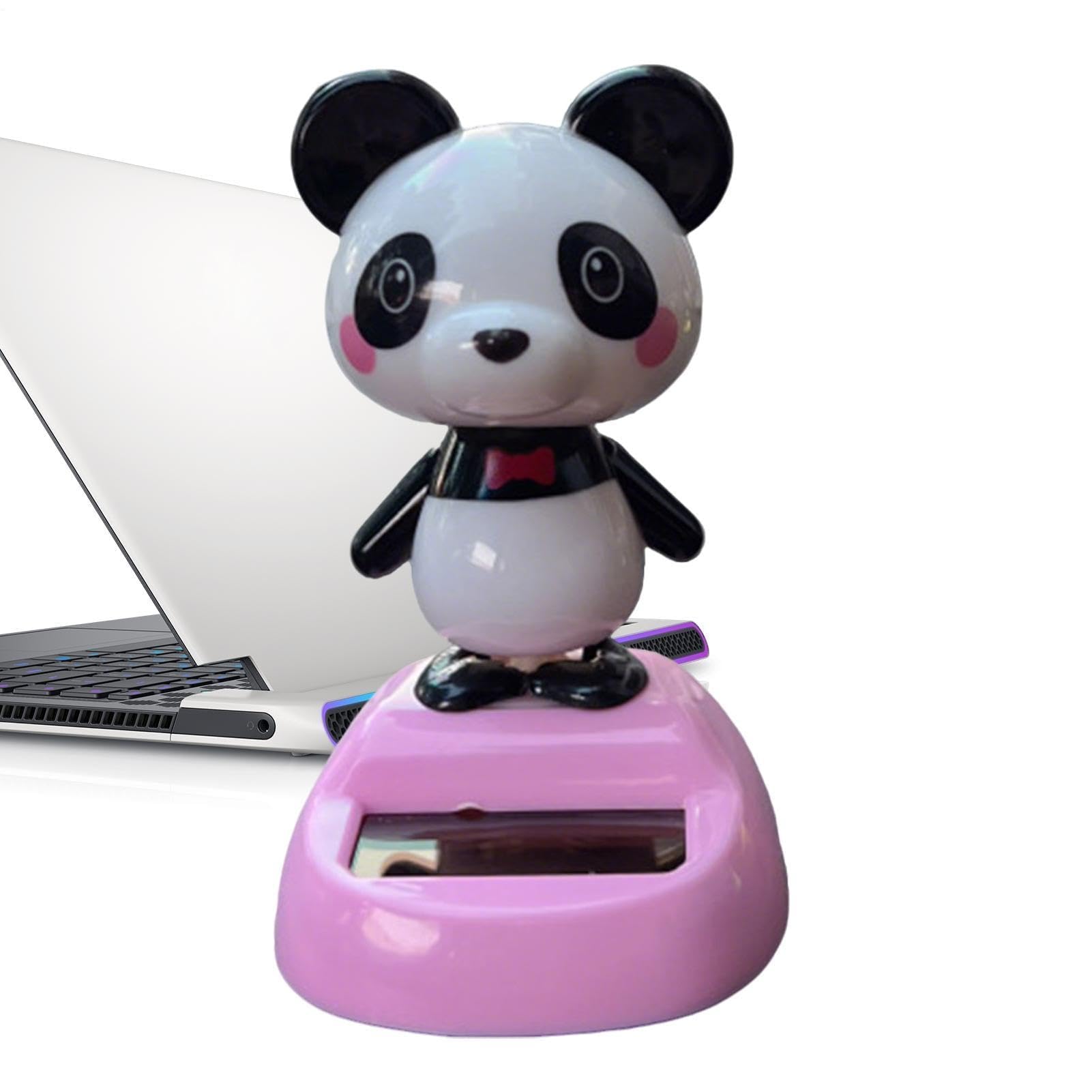 Muiltvoe Car Ornaments for Dashboard - Solar Panda Animal Figures Craft,Cute Shaking Car Ornaments - for Truck SUV Trailer Tractor Vehicle Automobile Home Balcony