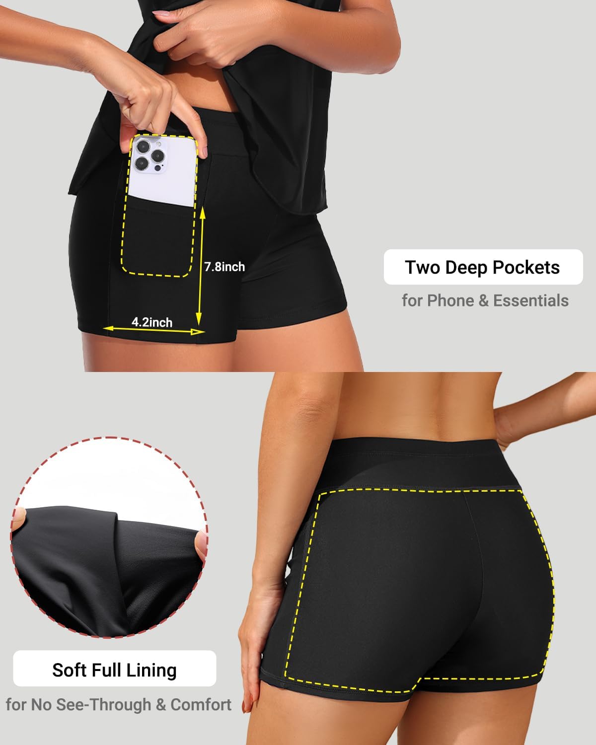 Daci Tankini Swimsuit with Shorts - 2 Piece Tummy Control Bathing Suits Flowy Swim Top with Two Pockets Boy Shorts 2025 - Image 5