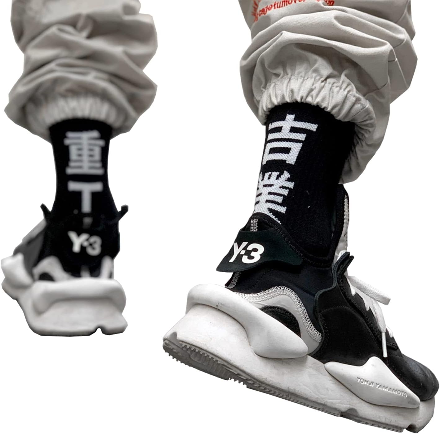 Industrial Kanji Printed Crew Socks for Men Size 7-12