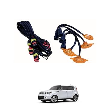 PRIKNIK LED Grille Lights Amber Yellow Grill Led with Fuse Adapter Wiring Harness Kit (4PCS, Amber Shell with Amber Light) Compatible with Soul